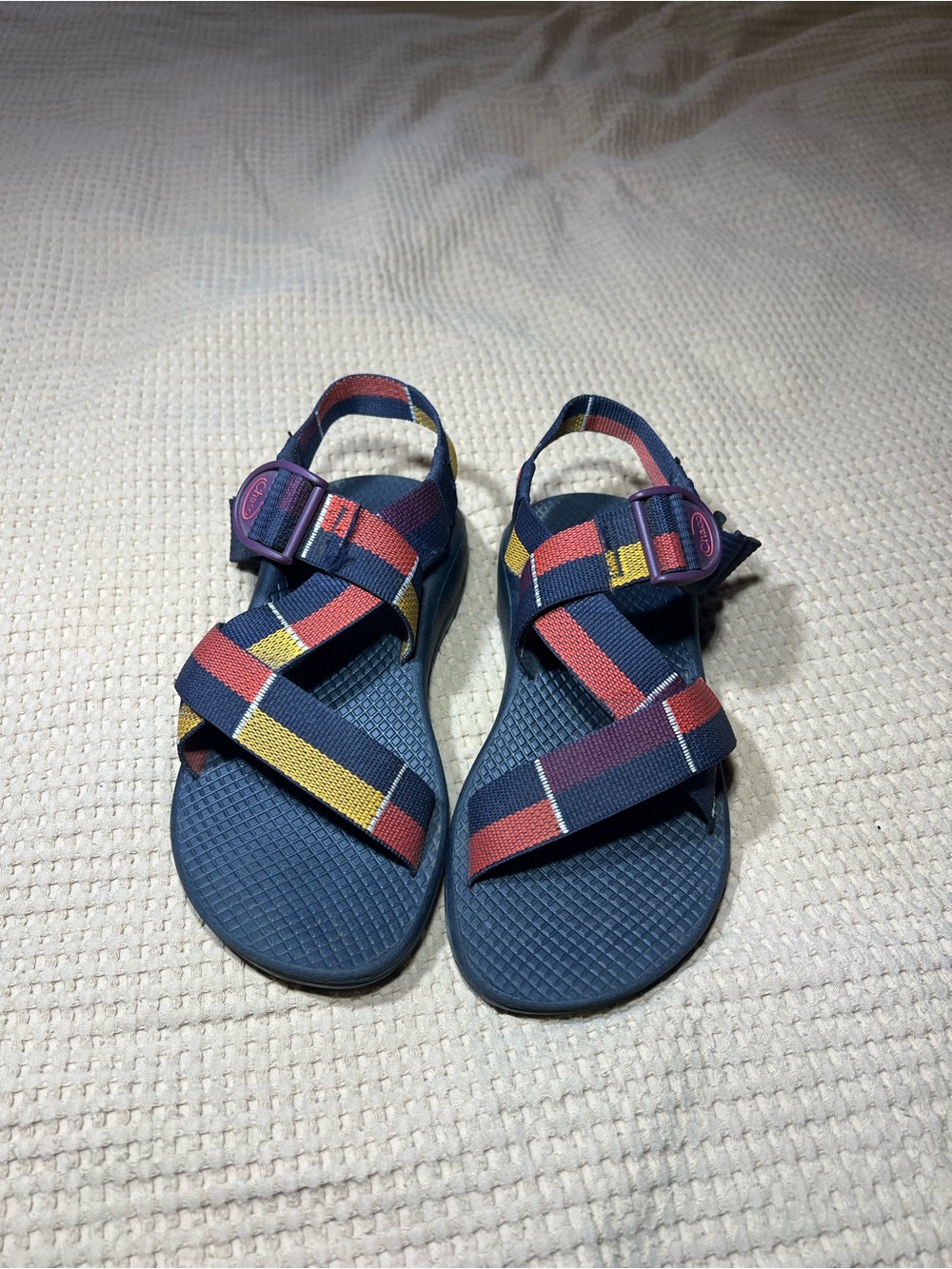 Chaco Women's Navy Sandals with Red and Yellow Straps